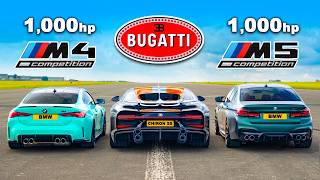 Bugatti Chiron Super Sport v 1000hp BMW M4 and M5 DRAG RACE [upl. by Ahsenek]