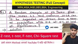 Hypothesis Testing Problems  Z Test amp T Statistics  One amp Two Tailed Tests 2  problem 1 [upl. by Preciosa166]