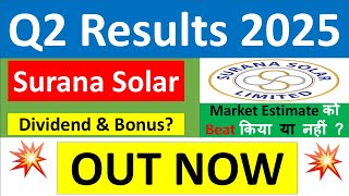 SURANA SOLAR Q2 results 2025  SURANA SOLAR results today  SURANA SOLAR Share News  SURANA Share [upl. by Yllitnahc925]