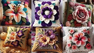 Crochet cushion cover flower design share ideascrochetknittedflower [upl. by Aerbma]