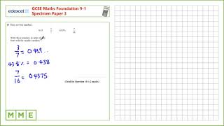 GCSE Maths EDEXCEL Foundation Specimen Paper 3 Q10 Percentages [upl. by Melony]