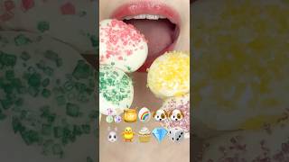 ASMR EMOJI FOOD ✨🍯🥚🌈🐶🐶🐰🐥🧁💎🎲 이모지 먹방 sped up [upl. by Vallie85]