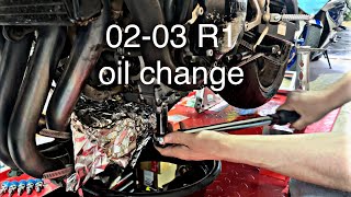 How to change oil on a 0203 Yamaha R1 [upl. by Kevon173]