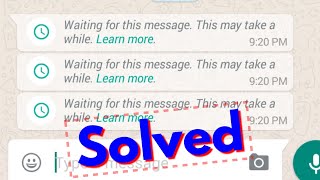 Fix waiting for this message this may take a whileWhatsapp Error [upl. by Arriaet]