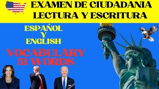 EXAMEN DE CIUDADANIA LECTURA Y ESCRITURA VOCABULARIO PALABRAS OFICIALES en Inglés y Español [upl. by Coleville]