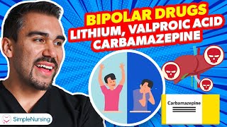 Bipolar Medications  Lithium Valproic Acid Carbamazepine for RN amp PN NCLEX Success [upl. by Tudor]