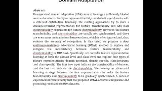 Balancing Transferability and Discriminability for Unsupervised Domain Adaptation [upl. by Ater]