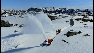 Snow moving in Norway  4k Brøyting [upl. by Merkley]