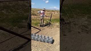 Outdoor wire fence installation process Good tools and machinery make work easy [upl. by Saiasi]