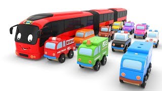 Learn Colors with Street Vehicles Toys and Toy Bus for Kids [upl. by Einaled]