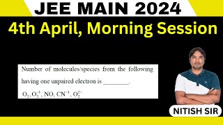 Number of moleculesspecies from the following having one unpaired electron is [upl. by Zednanref]