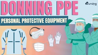 Donning PPE Personal Protective Equipment Nursing Skills [upl. by Acinnad]