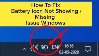 Fix Battery Icon Not Showing  Missing Issue Windows 11  10  8  7  Battery Icon not in taskbar [upl. by Ylluz]