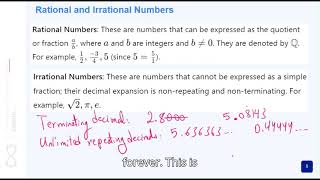 Math3 S1U1 Rational and Irrational Numbers [upl. by Tutto]