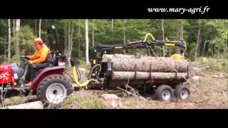 Remorque 3t avec grue 47m pour micro et petits tracteurs [upl. by Eibber]