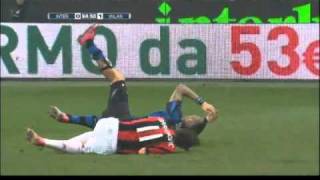 Zlatan knocks Materazzi  Inter  Milan 20101114 [upl. by Arytal]