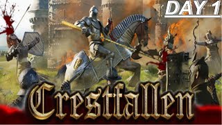 DAY 1  NEW Medieval Survival Game Crestfallen is here [upl. by Yknarf]