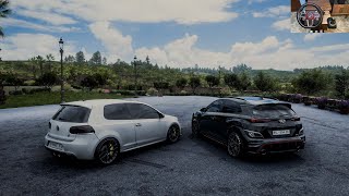 forza horizon 5 volkswagen golf r 2010 vs Hyundai Kona N Steering Wheel flashfire [upl. by Deedee543]