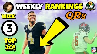 The QB Rankings You NEED For Week 3 Top 20  Fantasy Football 2024 [upl. by Denton]