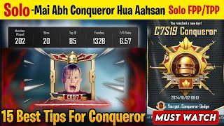 Top 15 Solo Conqueror Tips  Solo TPP amp Solo FPP Conqueror Tips  C7S20 Best tips for Solo Rankpush [upl. by Vinni]