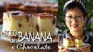 BOLO DE BANANA COM CHOCOLATE  MAIS FÁCIL E GOSTOSO DO MUNDO  DIKA DA NAKA [upl. by Jeri]