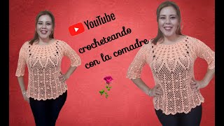 tutorial blusa cristal talla grandepart2 crocheteando con la comadre [upl. by Hedaza]