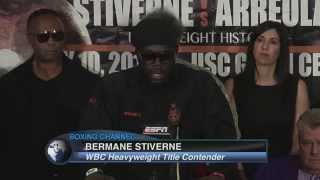 Bermane Stiverne loses his cool at the final press conference prior to fight with Arreola [upl. by Arymat]