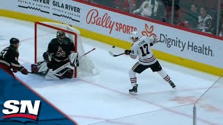 Alex DeBrincat and Dylan Strome Connect For MidAir Baseball Goal [upl. by Nnodnarb]