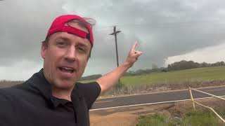 Storm chaser intercepts QLCS TORNADO west of Monroe Louisiana [upl. by Enayr]