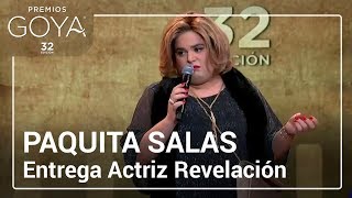 Paquita Salas entrega el Goya a Actriz Revelación  Goya2018 [upl. by Ogilvie166]