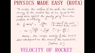 PART  II JEE MAIN AND NEET 11 TH PHYSICS SOLVED MCQs VELOCITY OF ROCKET FORCE CONSTANT  3 [upl. by Clere33]