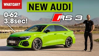 Audi RS3 review – NEW 180mph performance car driven  060mph test  What Car [upl. by Ardy768]