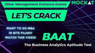 BITS Pilani BAAT Test  Other Management Entrance Exam  Mockat [upl. by Eidnak]