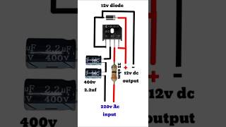 220V AC to 12V DC circuit without Transformer Ac to dc converter supplyshortsfeed youtubeshorts [upl. by Llehcor]