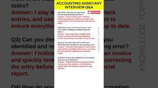 Accounting Assistant Interview Questions and Answers  Account Assistant Interview Questions Answers [upl. by Kaspar]