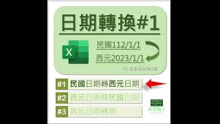 EXCEL 日期轉換大全1 民國日期轉西元日期 EXCEL教學 EXCEL [upl. by Sale321]