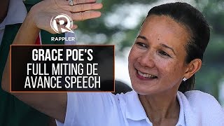 FULL SPEECH Grace Poe during her miting de avance [upl. by Hagan357]