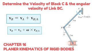 Determine velocity of block C amp angular velocity of link BC Relative Velocity  Engineers Academy [upl. by Refeinnej]