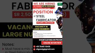 Steel Fabrication Metals Industry Saudi Arabia Long Team Online interview job jobsgulfjobs job [upl. by Aihsenyt794]