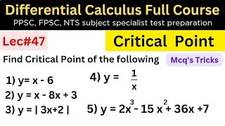 Critical points mcqs tricks lec47 mathematics ppsc fpsc nts maths mathstricks PhD afmathe [upl. by Derna976]