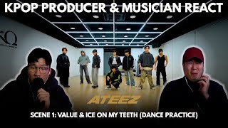 Musicians react amp review ♡ ATEEZ  Ice On My Teeth Dance Practice [upl. by Nyltac]