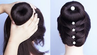 Braid Updo Hairstyle For Wedding Guest  New Bun Hairstyle For Ladies [upl. by Calvina]