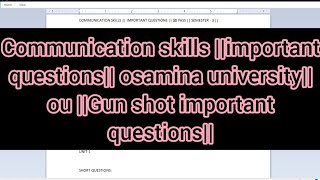 COMMUNICATION SKILLS So Powerful Youll Get an A in Semester 3GuaranteedOUIMP QUESTIONS [upl. by Hserus]