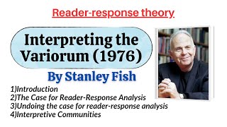 Interpreting the Variorum by Stanley FishReaderresponse theoryin Hindi [upl. by Merv]