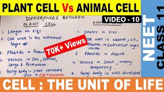 Differences Between Plant Cell and Animal Cell in Hindi  Tricks  NCERT  Class 11  NEET 2021 [upl. by Ynahirb]