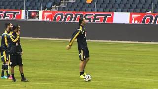 Zlatan Ibrahimovic easily wins crossbar challenge Sweden national football team [upl. by Evets538]