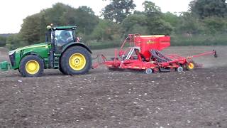 John Deere 8370R amp Vaderstad Rapid Drill [upl. by Luhe]