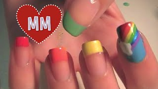 Super Easy Rainbow Nail Tutorial [upl. by Nalym]