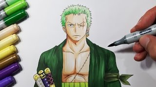 How To Draw Zoro from One Piece  Step by Step tutorial [upl. by Nashom778]