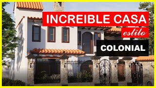 🔴INCREÍBLE CASA ESTILO COLONIAL  RECORRIDO VIRTUAL DE ARQUITECTURA  DISEÑO EN UN TERRENO DE 200 M2 [upl. by Peddada32]